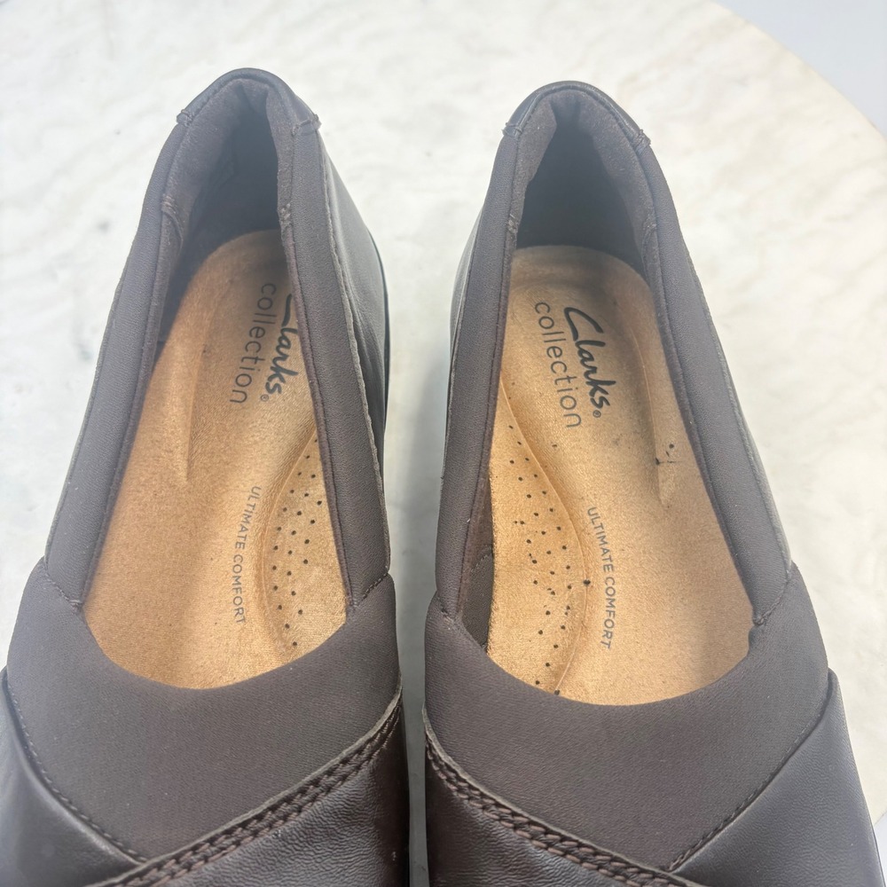 Clarks Collection Loafers Womens 6.5W Wide Brown Leather Slip On Comfort Support - Picture 8 of 8